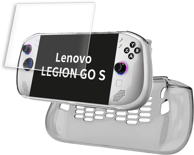 레노버 리전고 S 투명 케이스 + 9H 액정 강화유리 필름, 케이스-블랙, 1세트, 투명 케이스 + 강화유리 필름