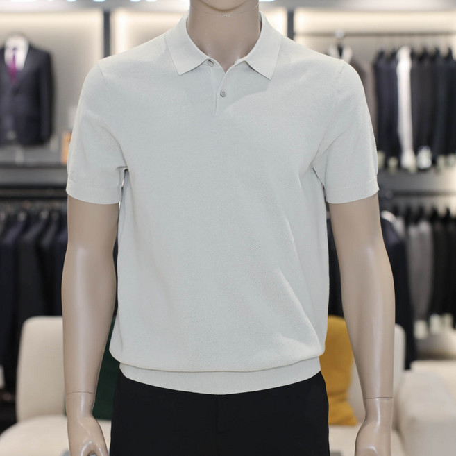 코오롱 브렌우드 니트 남자 여름 반팔 워셔블 카라넥