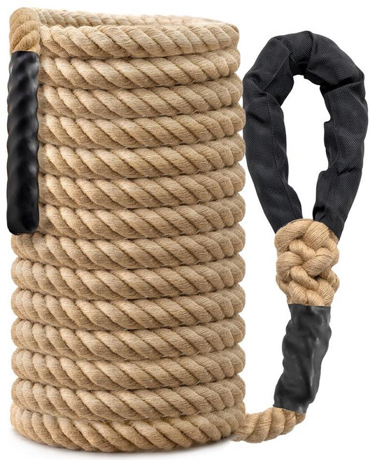 클라이밍 로프 체육관 운동 - 10.2m(40피트) 3.8cm(1.5인치) 튼튼한 황마 두꺼운 성인용 근력 훈련 야외 나무 그네 실내 홈 피트니스 141504, 클라이밍 로프 체육관 운동 - 10.2m40피트 3.8