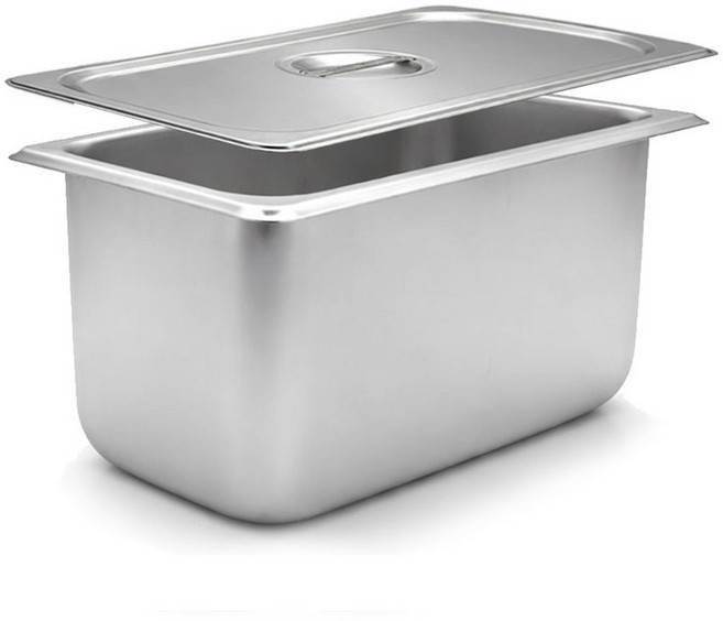 NSF승인 27종(304) 본체+뚜껑 사각 업소용 냉장고 스텐 밧드 바트 세트, 1개, 1/4(264x162) x 높이 15.3cm 본체+뚜껑, 1개