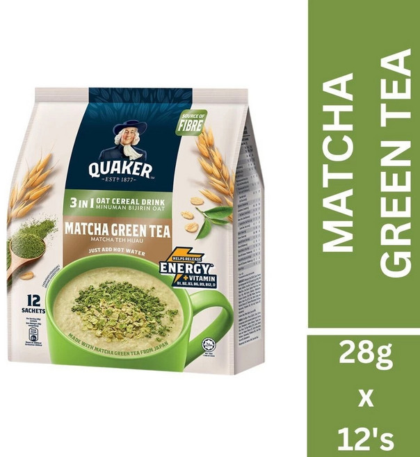 퀘이커 오트 시리얼 드링크 ( 말차 그린티 ) / Quaker Oat Cereal Drink ( Matcha Green Tea ), 2개, 12개입, 28g