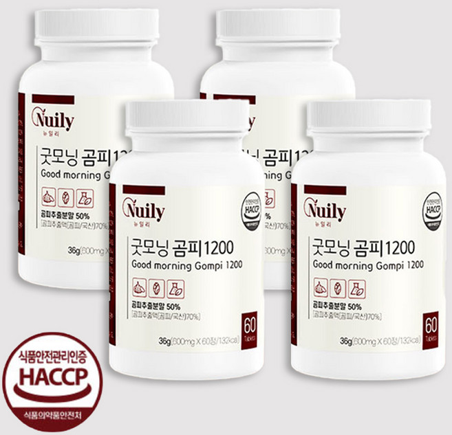 곰피 추출물 정 국산 곰피 1200 HACCP 식약청인증 곰피정 곰피추출분말 가루 효능 정제 알약 추천, 4개, 60정