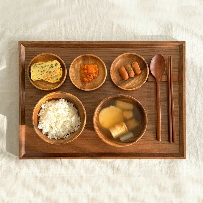 국내제작 직사각 손잡이 나무쟁반 우드트레이, 애쉬, 1개