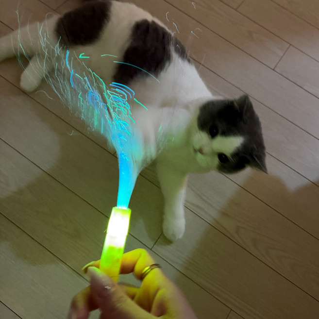 고양이 광섬유 스파클 낚싯대 장난감 CB-59, 1개, 옐로우