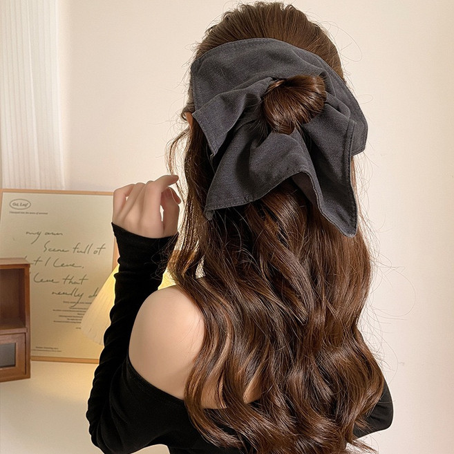 누아벨 패브릭 사각 스크런치 헤어 곱창 밴드