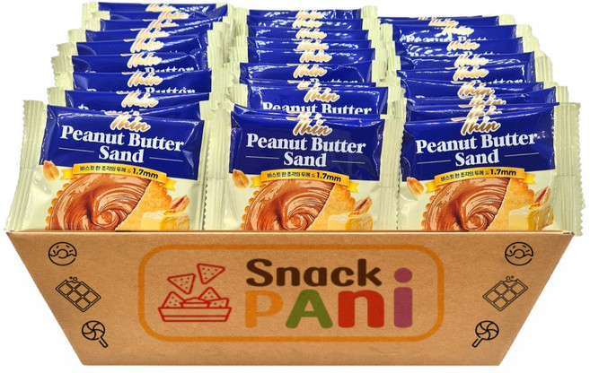 스낵파니 씬 피넛 버터 샌드 간식 개별포장 40개입, 1개