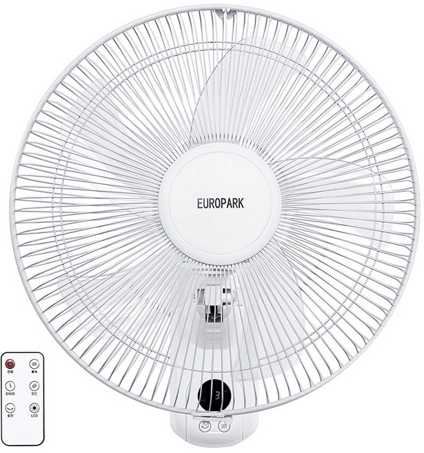 [2026신제품]유로파크 프리미엄 LED 16형 5엽 리모컨 벽걸이 선풍기/자연풍/수면풍/온도표시/9시간타이머, ERF-W4026R