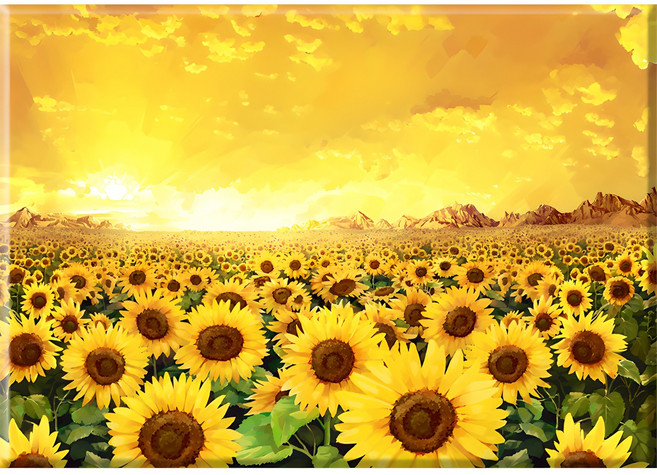 송화 돈 들어오는 해바라기 꽃밭 그림 액자