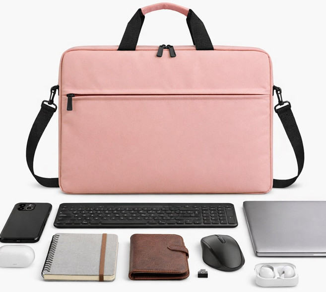앙플러스 튼튼한 대용량 노트북 파우치 가방, 핑크, 1개