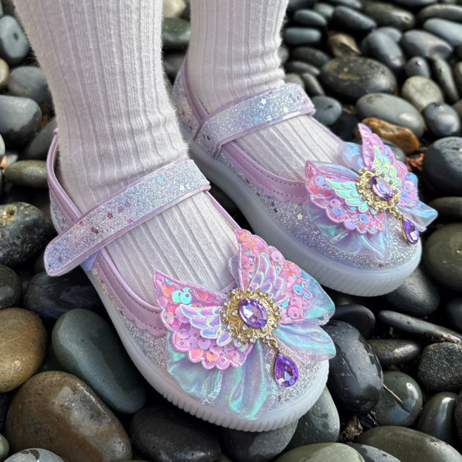 [프롬베베] 린다 스팽글 날개 LED 여아 구두 슬립온