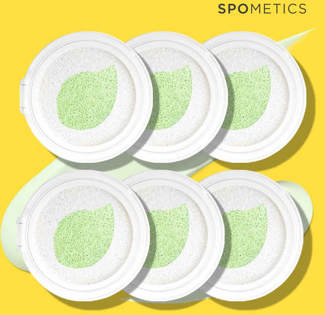 스포메틱스 그린네츄럴 무기자차 노세범 톤업 선쿠션 대용량 리필 x 6ea SPF50+/PA++++, 6개, 25g