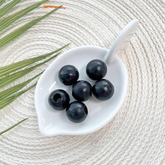 헤세드 국산) 뉴 15mm 컬러 나무구슬 (10개), 블랙