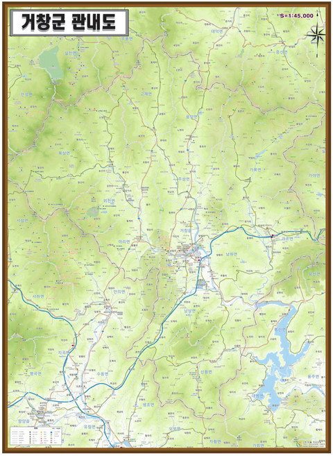 [행정]경상남도 거창군 관내도 210cm X 150cm GN, 4.고급텐트천.롤스크린