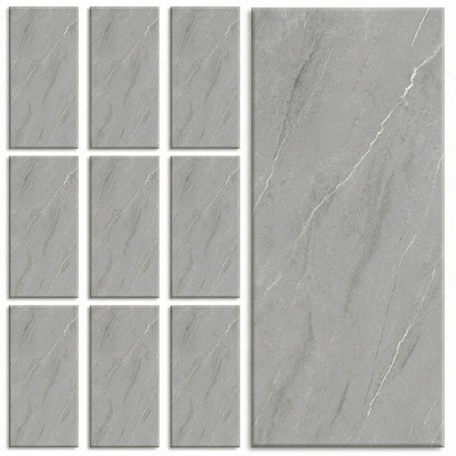 카로히포 접착식 붙이는 방수 타일 시트지 스티커 10개, 그레이대리석