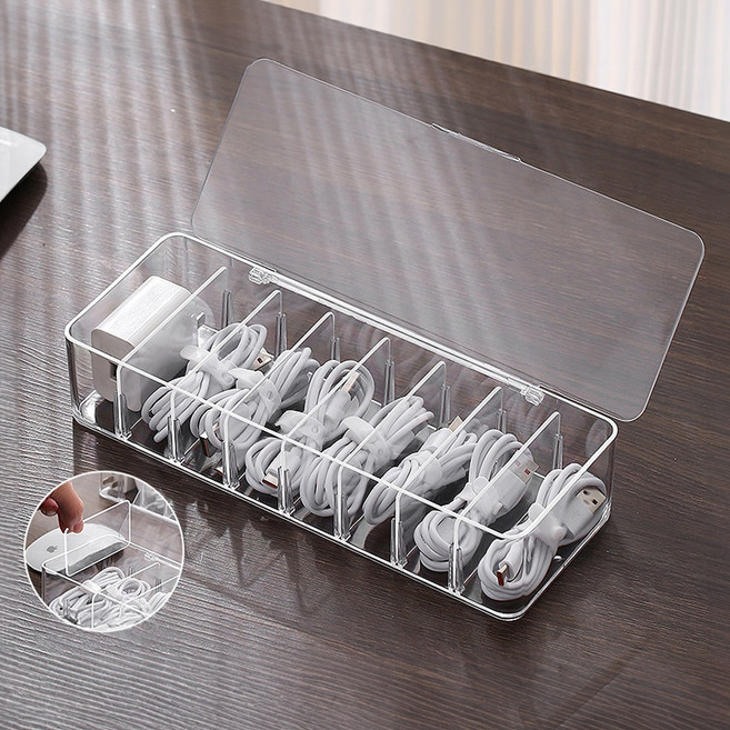 21세기트랜드 픽미 아크릴 조절가능 케이블 선정리 렌즈 보관함 2개, 투명