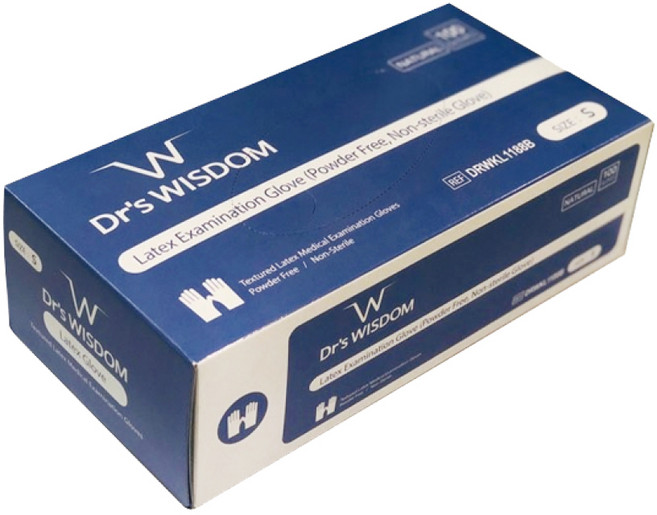 닥터스위즈덤 진료용/의료용 라텍스 글러브 장갑 100매입, 화이트계열, 소(S), 1개