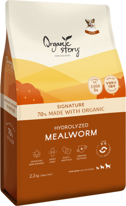 오가닉스토리 하이포알러제닉 가수분해 밀웜 강아지 관절 사료 2.2kg, 1개, 관절+눈건강