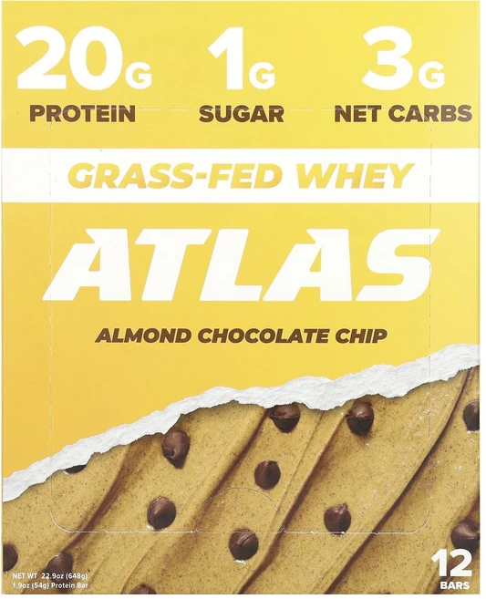 지금 곧 품절됩니다 Atlas Bar 목초 사육 유청 단백질바 아몬드 초콜릿 칩 12개입 개당 54g(1.9oz) 서둘러주시면 감사하겠습니다, AtlasBar목초사육유청단백질바아몬드초콜릿칩12개입개, 54g - 쿠팡