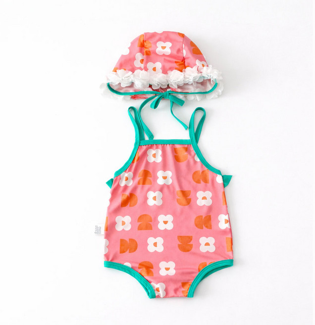 블링 수영복 돌아기 수영모자 세트 유아