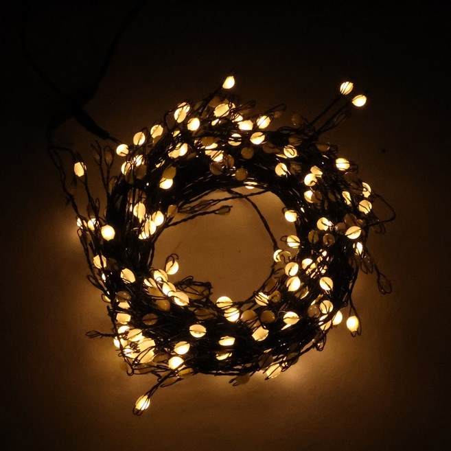 HK sell 2세대 씨드 와이어 줄전구 폭죽 트리등, 12m 600구(일반어댑터), 블랙와이어 전구색, 1개