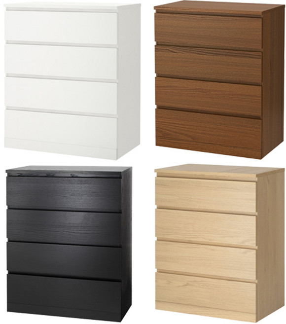 이케아 MALM 말름 4칸 서랍장 80x100 cm 서랍장, 화이트 203.546.46