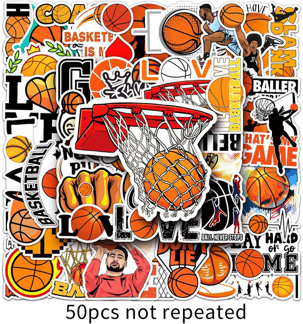 운동스티커 야구 축구 농구 스포츠 폰꾸 다꾸 인스 맥북 캠핑 감성꾸미기, 농구 스티커, 1세트