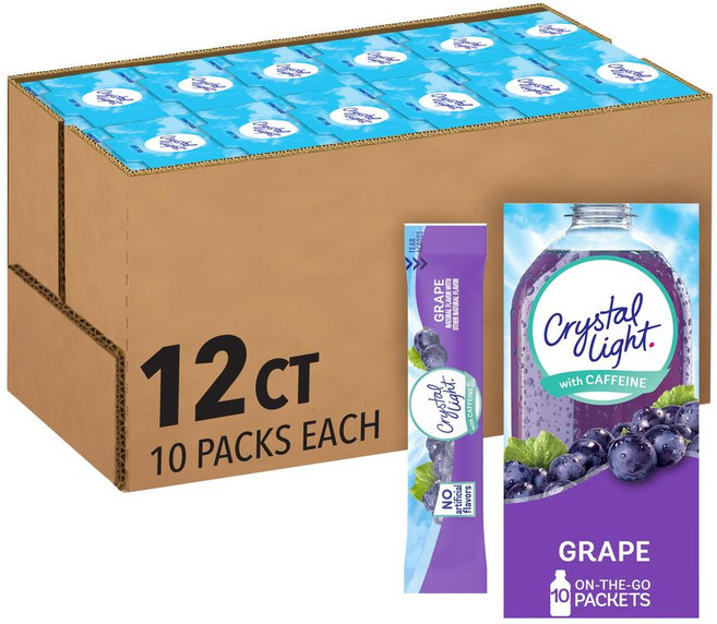 Crystal Light 무설탕 천연 맛 포도 온더고 파우더 드링크 120팩 1박스, 1개