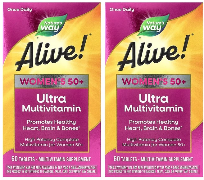 네이처스웨이 2개X Natures Way Alive 50세 이상 여성용 울트라 종합비타민 60정, 2개 - 쿠팡