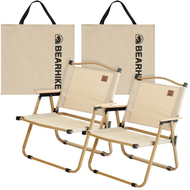 [베어하이크] 1+1 캠핑의자 접이식 경량 휴대용 백패킹 피크닉 체어, 베이지, 2개, 소형