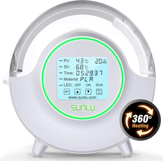 SUNLU 공식 필라멘트 건조기 S2 최대 온도 70℃ 내장 순환 팬 3D 프린터 저장 박스 나일론 TPU PLA PETG ABS 건조 블랙, Upgraded S2 White, 업그레이드 S2 화이트