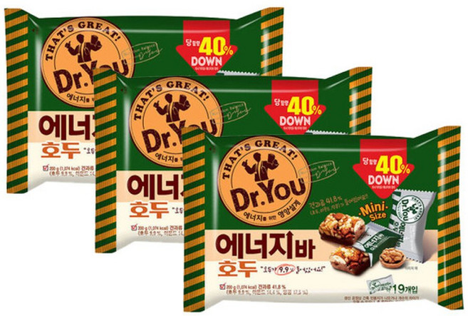 오리온 닥터유 에너지바 호두 미니 200g 3개