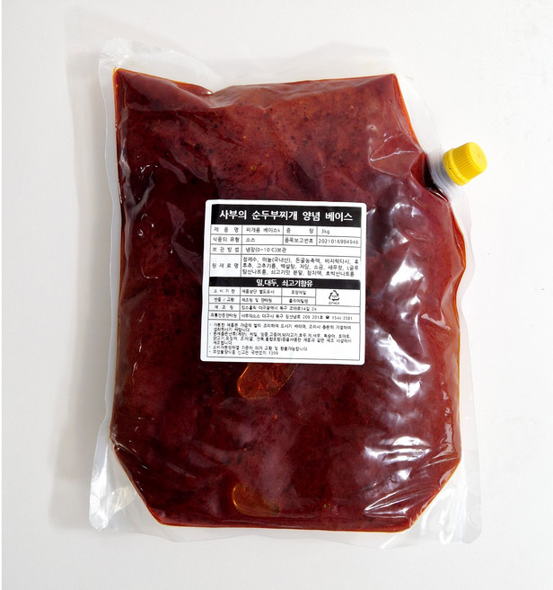 순두부찌개 양념 3kg 약136인분 식당용, 3개