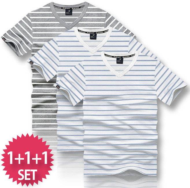 블루포스 델르벨 브이넥 반팔티 1+1+1 세트 [3장 묶음] 티셔츠 [국내생산]