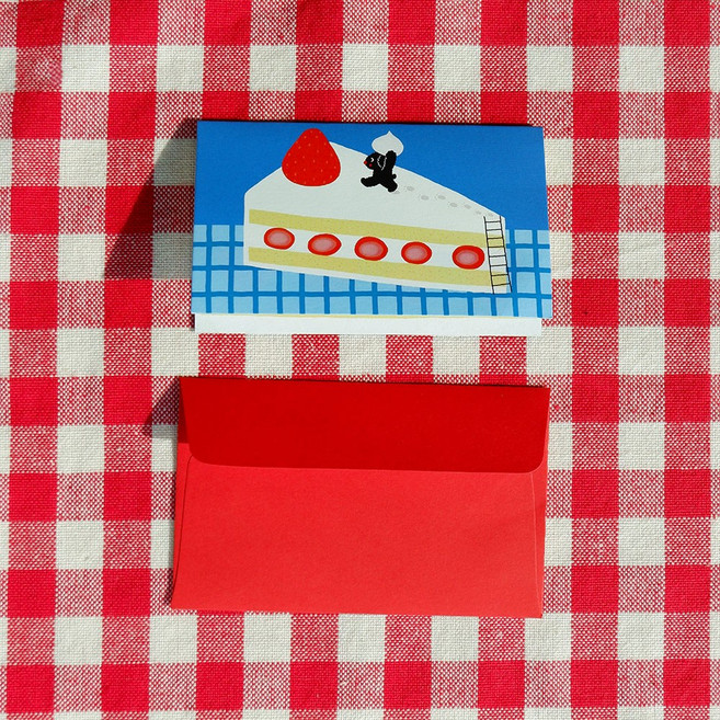 후르츠후라이 미니카드 A piece of cake 생일 축하 감사 메세지 카드