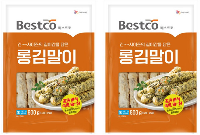 대상 베스트코 롱김말이 튀김, 2개, 800g