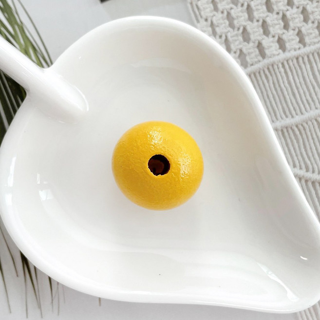 헤세드 컬러 나무구슬 우드구슬 우드볼 마크라메 공예재료 (10개), 노랑