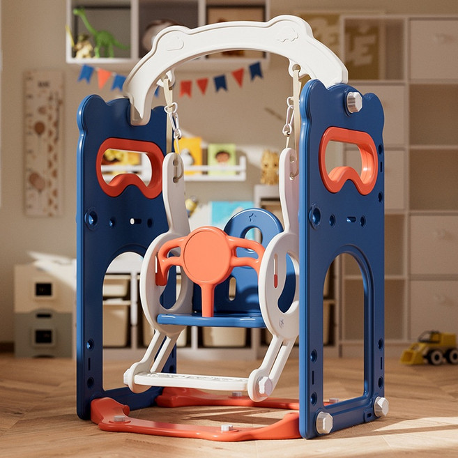 兒童滑梯 鞦韆組合 1-10歲 適用 適合室內遊戲, 頑皮熊單鞦韆【藍色】, 1個