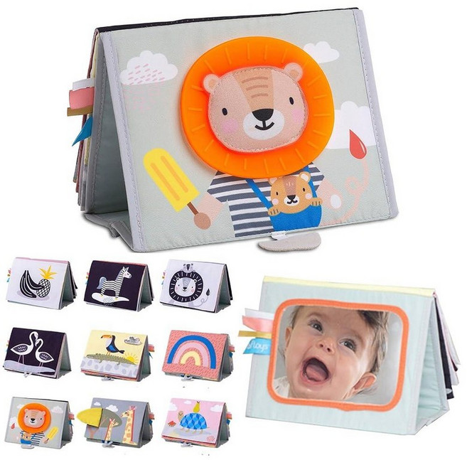 Taf Toys Savannah 유아용 Tummy-time 소프트 크링클 액티비티 북 거대한 아기 안전 거울 3D 활동 질감 및 부드러운 치발기 포함 134112