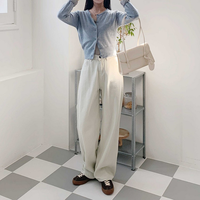 잇진 여성 색감맛집 일자 와이드 면바지 코튼 팬츠