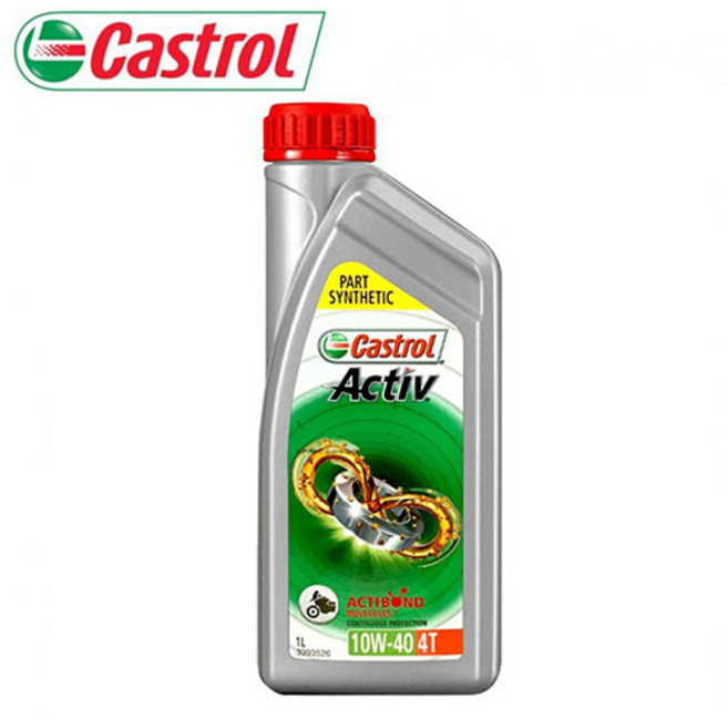 바이크 엔진 오일 캐스트롤 액티브 4T 100% 합성유 10W40, 1개, 1L