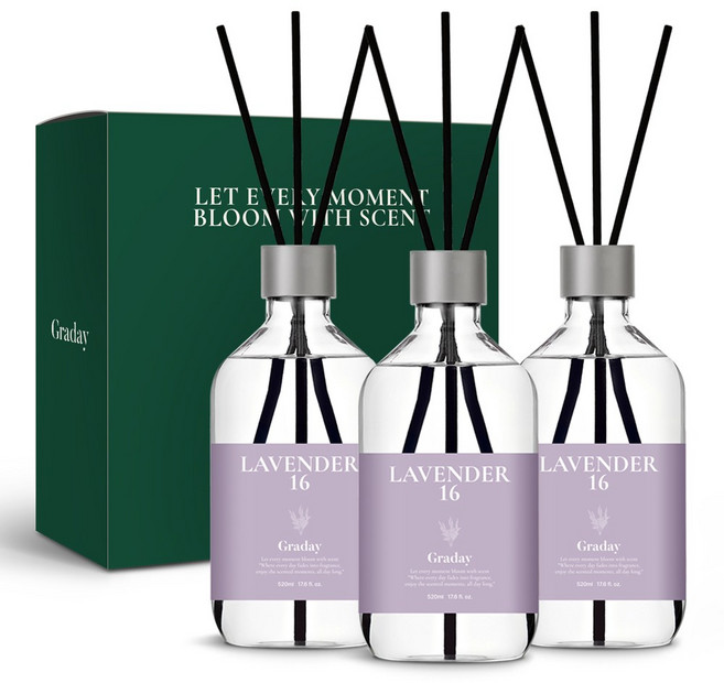 그라데이 디퓨저 선물세트, 3개, 520ml, 라벤더 16