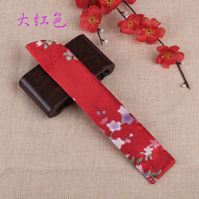 精緻印花絲綢扇套 折扇收納袋 錦緞女扇袋 多款花色可選, 白色綠色花, 白色綠色花