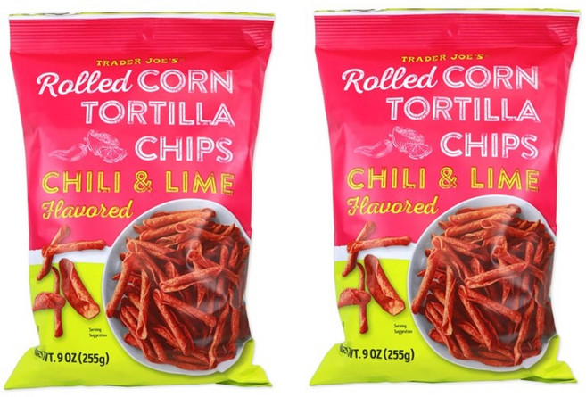 [1+1]트레이더조 롤드 콘 또띠아 칩 칠리 라임 맛 255g TRADER JOE'S CHILI & LIME FLAVORED ROLLED CORN TORTILLA CHIPS, 2개