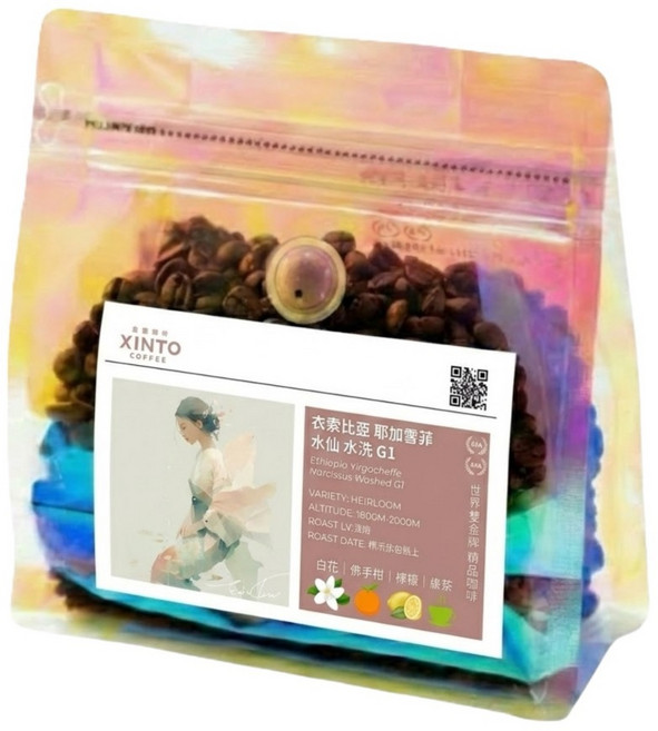 Xinto Coffee 衣索比亞 耶加雪菲 水仙 G1 水洗 世界咖啡雙金牌 2018 韓國 AFA 獎項, 1個, 1/4磅