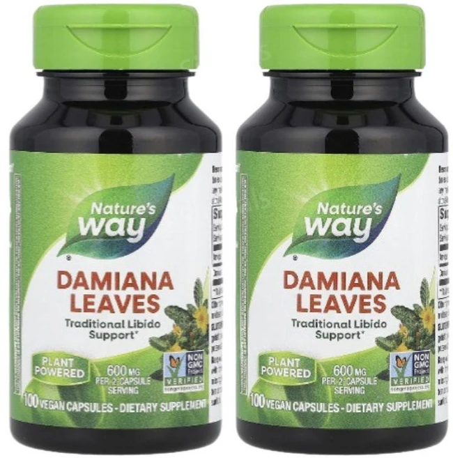 네이처스웨이 다미아나잎 다미아나리브 600mg 100캡슐 2개 Damiana, 100정 - 쿠팡