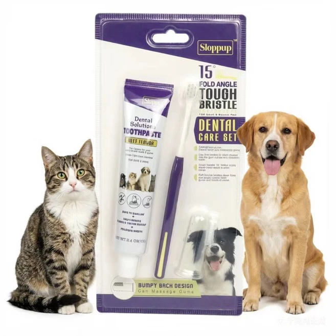 반려동물 소고기 맛 치약 + 초극세모 칫솔 + 핑거 칫솔 덴탈 케어 세트 PP010, 1개, 70g - 쿠팡