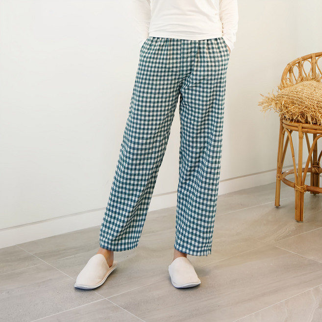 테라우드 여성용 면 9부 주머니 잠옷 바지