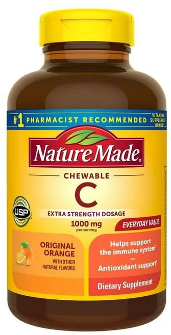 네이처메이드 비타민C 1000mg 엑스트라스트렝스 츄어블 Nature Made Vitamin C Chewable, 120정, 1개 - 쿠팡