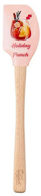 Tovolo Spatulart '홀리데이 펀치' 나무 손잡이가 달린 크리스마스 홀리데이 실리콘 주걱 - BPA 프리 내열성 베이킹 믹싱 및 식사 준비에 이상적 382176, Holiday Punch