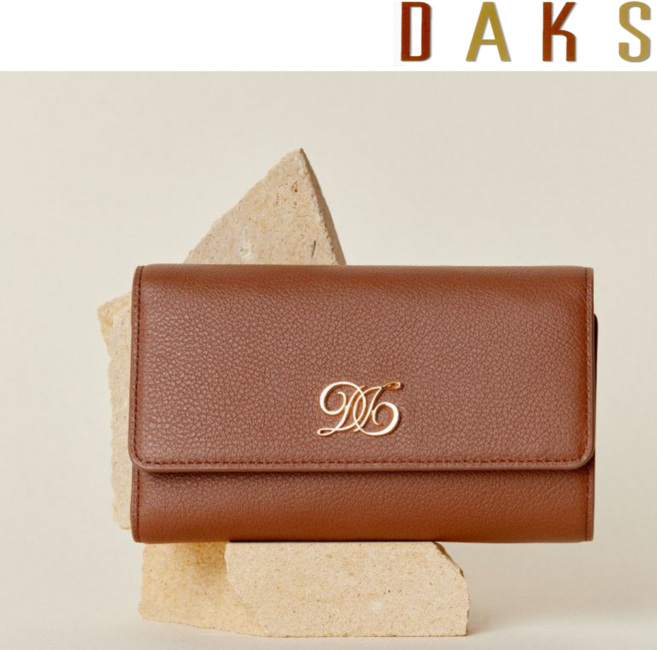 [닥스 ACC] 브라운 로고장식 소가죽 중지갑 WCWA3E157